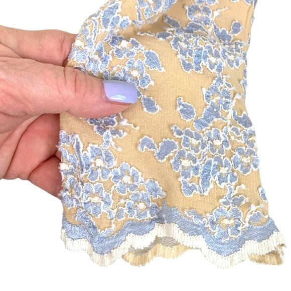 Soft Surroundings Women's Med Top Blue Cream Floral Lace Long Sleeve - Picture 5 of 9